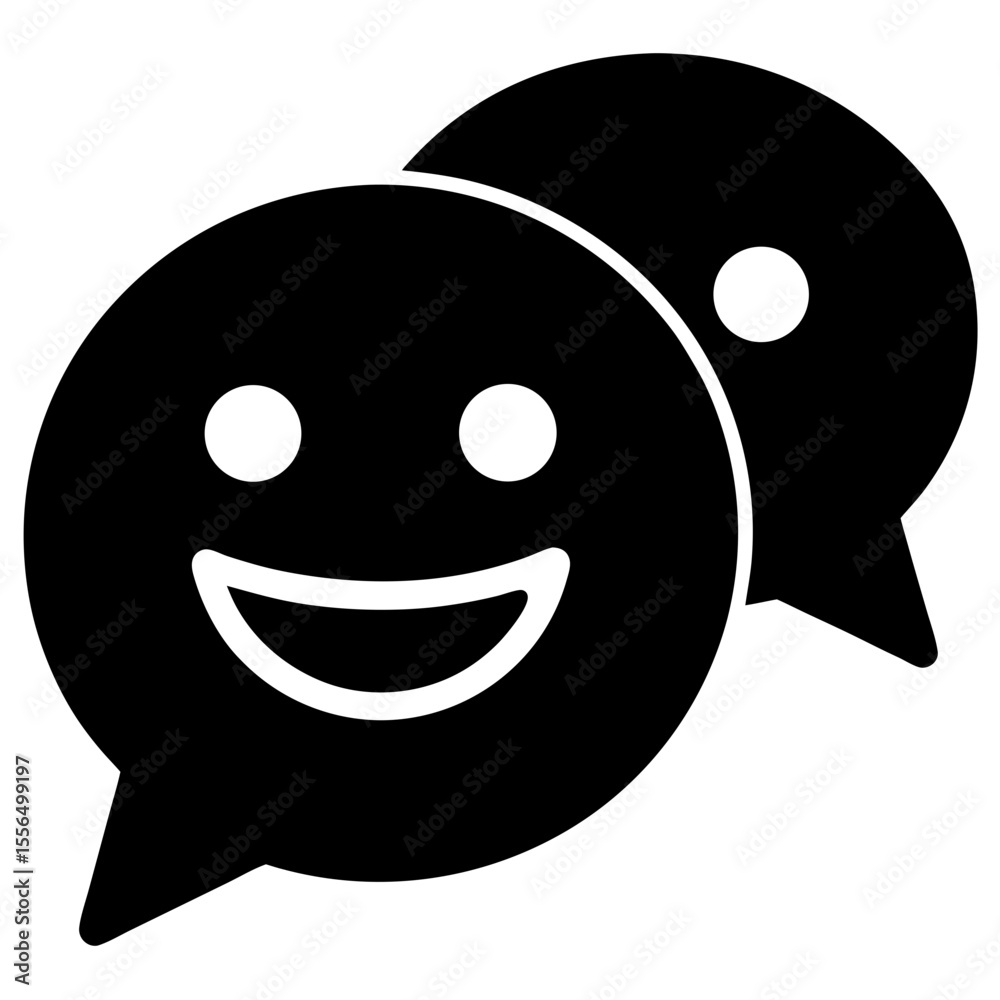 Fototapeta premium Chat with Emoji vector icon on white background