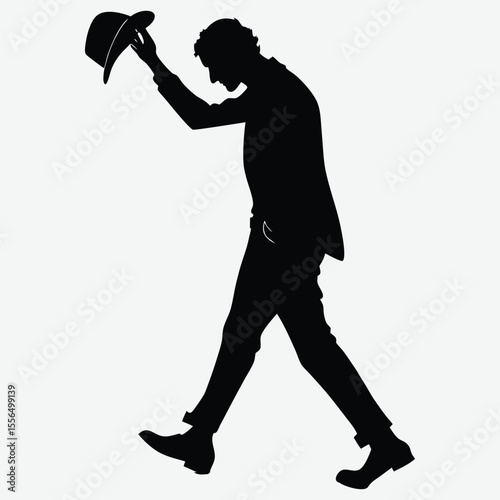 A man tipping his hat in greeting image silhouette design vector art and illustration