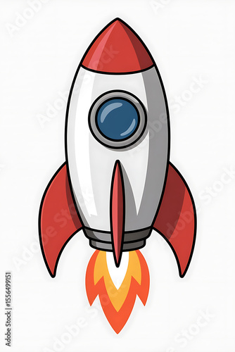 Rocket ship blasts off, ready for space travel.
