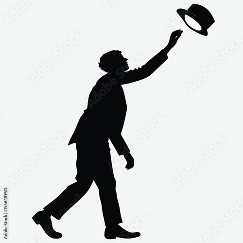 A man tipping his hat in greeting image silhouette design vector art and illustration