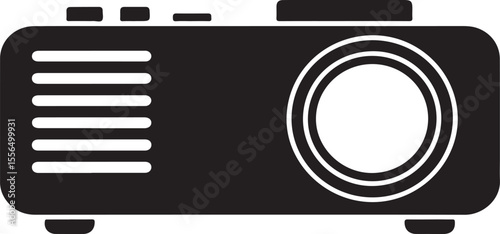 Modern black silhouette of a digital projector on a white background