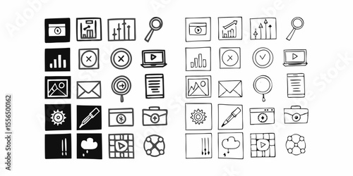 Illustrative Vector Pack of Settings, Analytics, Social Media, and Connectivity Concepts