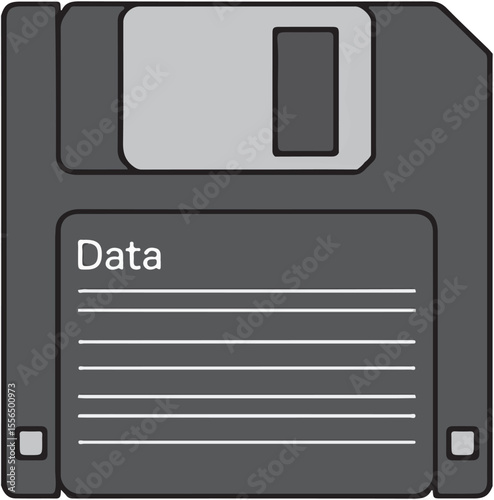 Retro floppy disk with the word data written on it silhouette