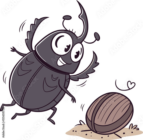 Cartoon Dung Beetle  vector illustration