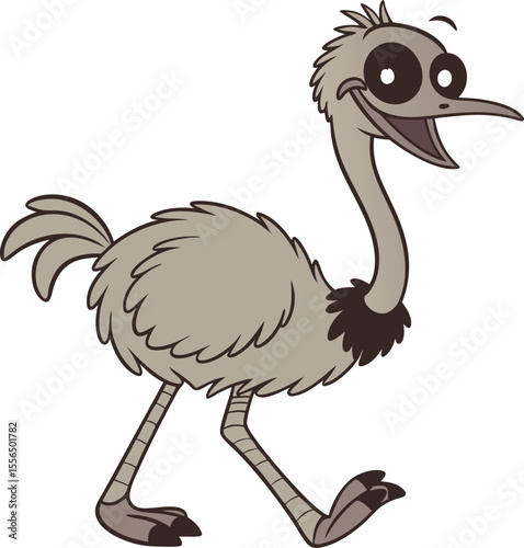 Happy Cartoon Ostrich Character illustration
