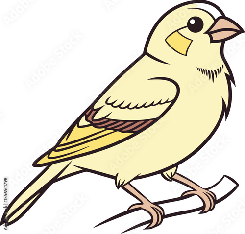 Cartoon Canary Bird on Perch