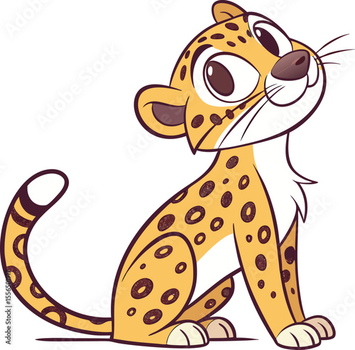 Cute Cartoon Cheetah Cub Sitting vector