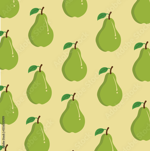 Seamless pattern with fresh organic pears, a healthy fruit illustration