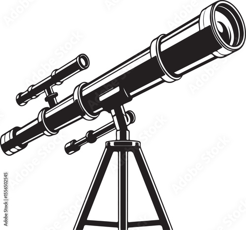 Classic astronomical telescope on a tripod stand silhouette