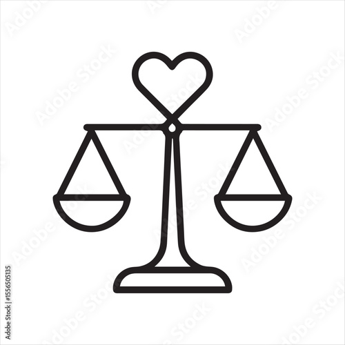 Symbol of Justice and Love A Balanced Scale Topped with a Heart Emphasizing Fairness Compassion and Harmony in Judgments