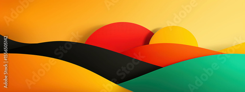 Bold Geometric Abstract Background Celebrating Black History Month With Vibrant Colors and Smooth Textures