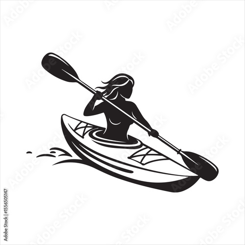 A Lone Kayaker on a Calm River Silhouette Adventure Sport Enthusiasm Serenity