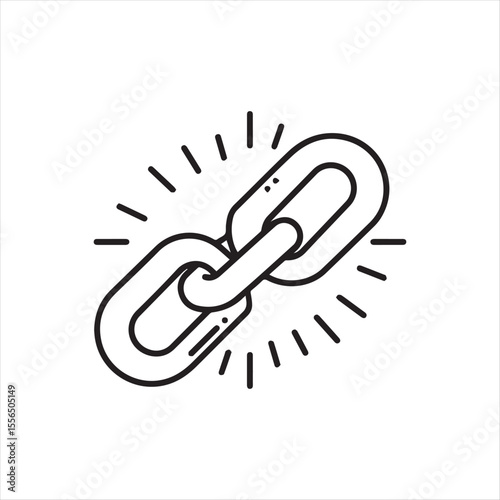 Modern Line Art Illustration of Interlocked Chain Links Symbolizing Connection, Strength, and Unity in a Minimalist and Contemporary Style