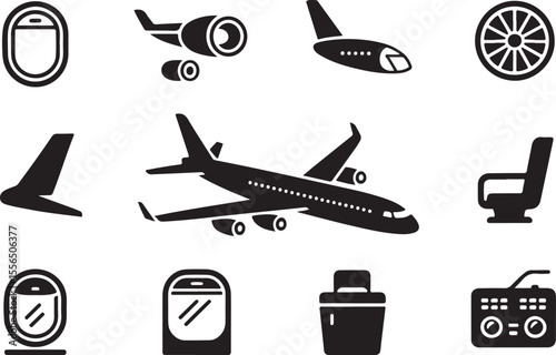 Airplane Icons A Comprehensive Set of Aircraft Illustrations