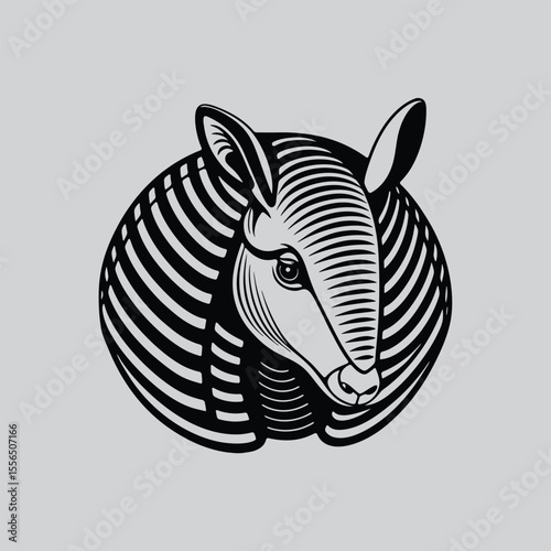 Modern Armadillo Head Graphic Illustration