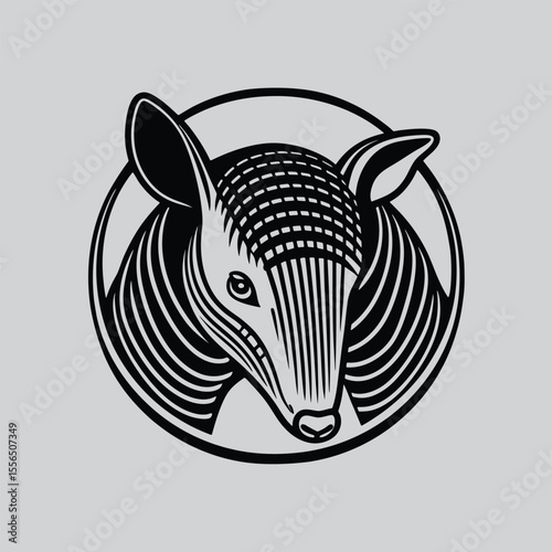 Stylized Armadillo Head Animal Illustration