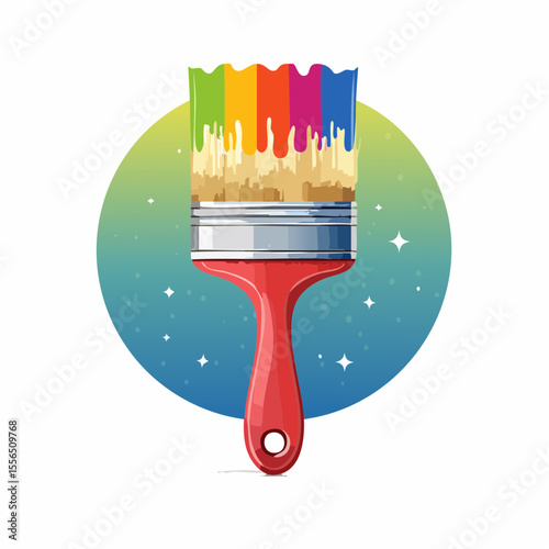 A paintbrush dipped in a bright color
