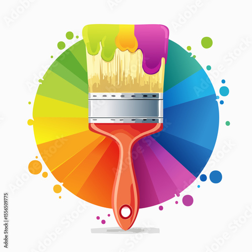 A paintbrush dipped in a bright color
