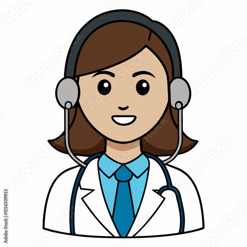 Smiling Female Technical Support Specialist Wearing Headphones in Bright Clean Office Environment