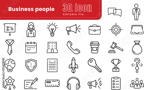 Teamwork related line icons set colocation. Bundle of marketing icon , planning, connection, cooperation, optimization, brainstorm, achievement and other. Editable stroke.