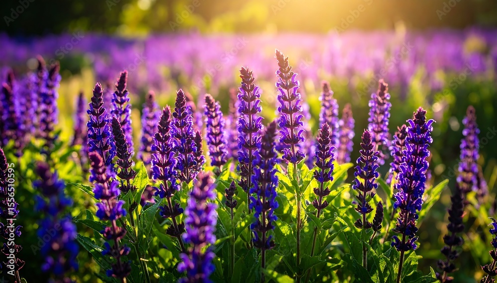 Obraz premium Vibrant purple flowers in sunlight