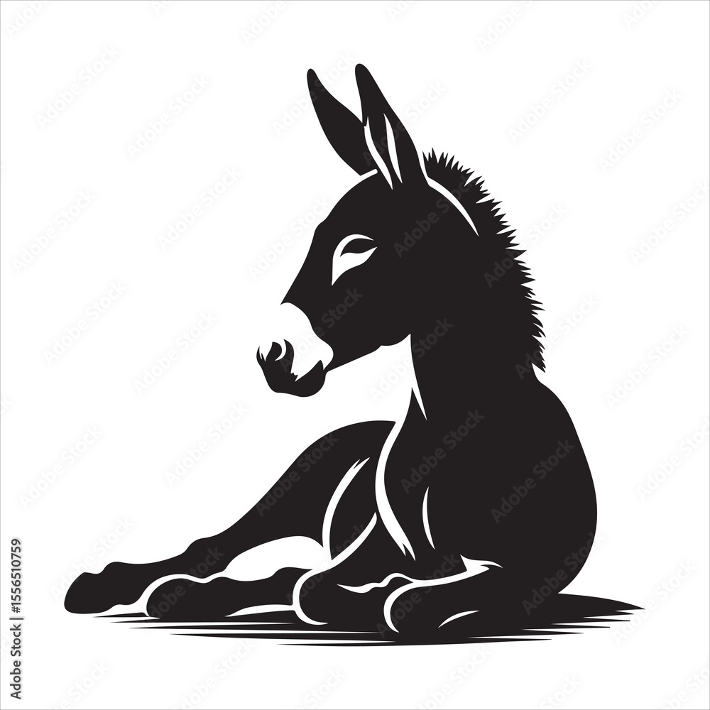 Fototapeta premium siting donkey Silhouette Vector Art, and Graphic, vector black color silhouette