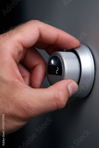 Wallpaper Mural Adjusting a modern thermostat to maintain comfortable home temperature settings Torontodigital.ca