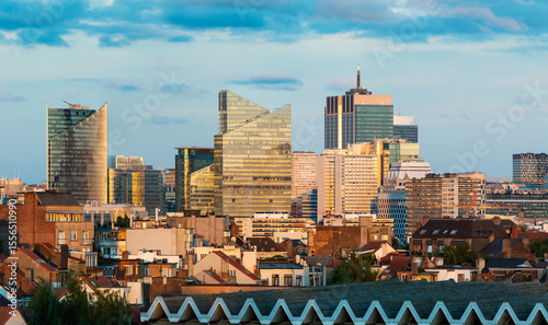 High angle view over the Little Manhattan business district and a residential area in Jette, Brussels Capital Region, Belgium