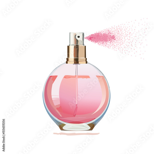 A perfume bottle with spray mist
