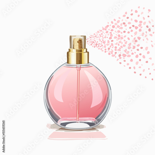A perfume bottle with spray mist
