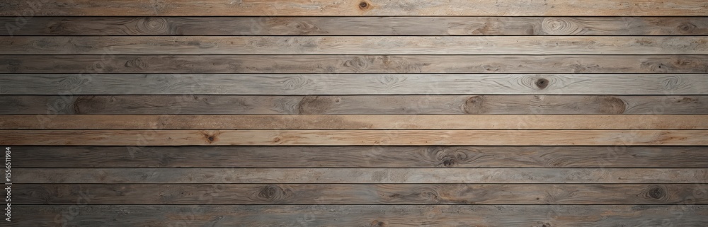 Fototapeta premium Horizontal wood wall background. Abstract wooden texture banner with copy space for text or wallpaper. Vintage hardwood planks design. Timber floor, old texture, seamless pattern.