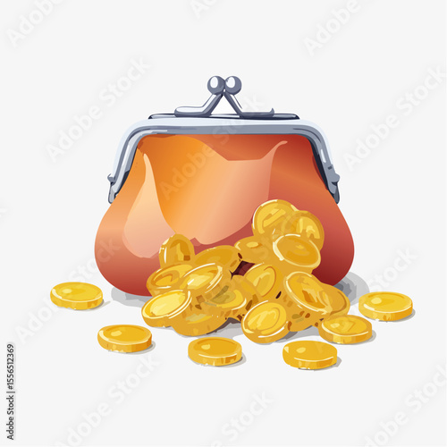 A coin purse spilling out loose change

