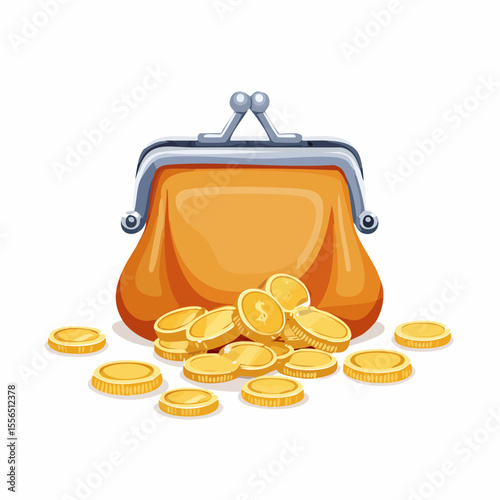 A coin purse spilling out loose change
