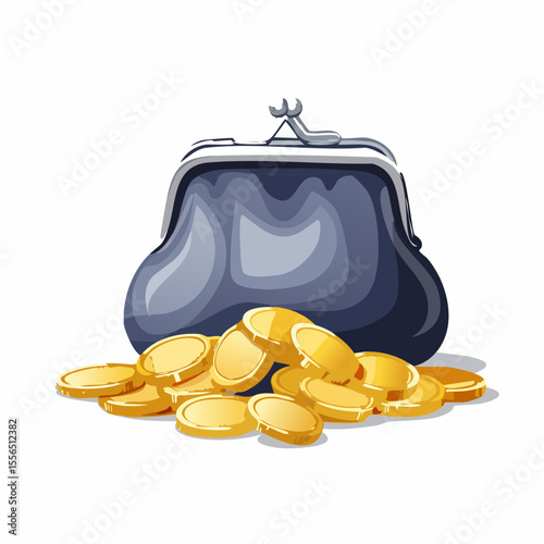 A coin purse spilling out loose change
