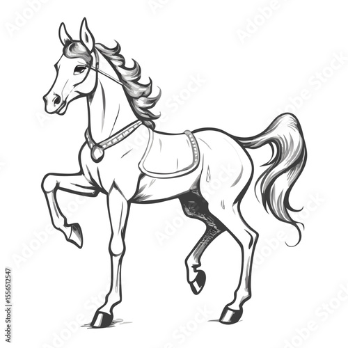 Black running horse vector illustration isolated on white