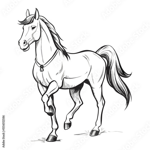 Black horse vector illustration, a running stallion silhouette, perfect for equestrian and farm-themed art