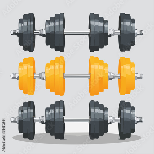 A set of dumbbells with one mid-lift motion
