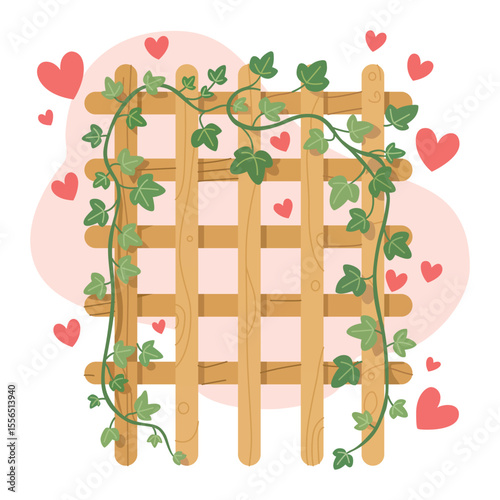 Love Grows on the Garden Fence Vector illustration