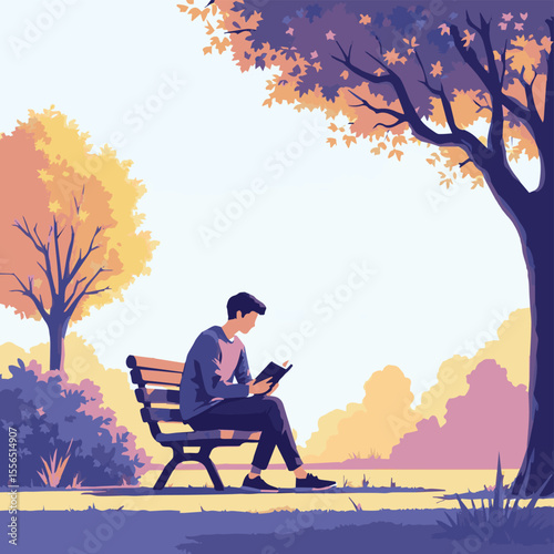 man sitting on bench during autumn in the park