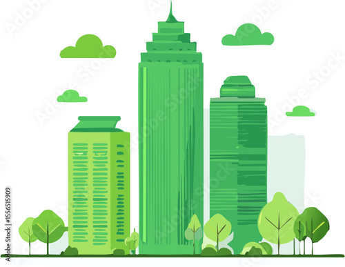 Écoquartier urbain stylisé en illustration