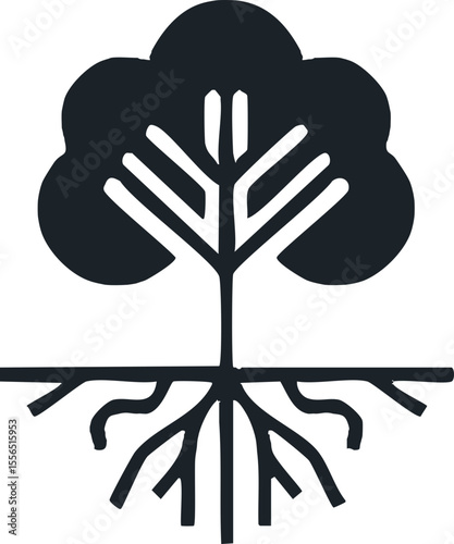Icône arbre avec racines pour symbole écologique