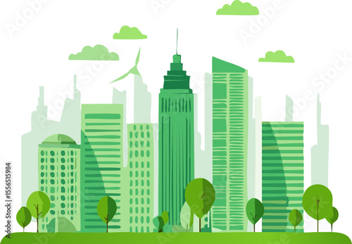 Sujet ville durable avec toits végétalisés