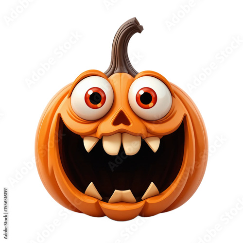 Humorous but frightening jack-o’-lantern illustration with exaggerated angry face and pointy teeth perfect for Halloween-themed designs