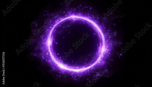 magic ring particles abstract purple circle portal on black and transparent background