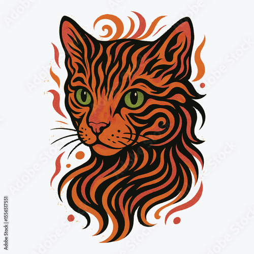 Abstract tribal tiger head vector illustration for tattoo design.