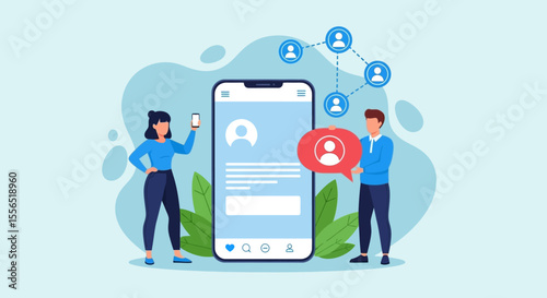 Connecting People Social Media Networking Illustration