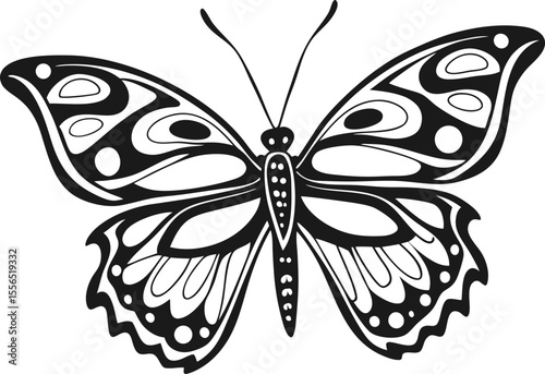 Monarch butterfly silhouettes collection, vector illustration isolated on white background Butterfly silhouette icon. Clipart image isolated on white background
