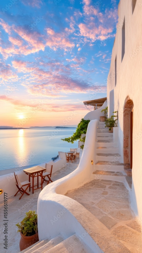 Fototapeta Mediterranean Terrace at Sunset