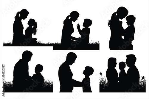 Diverse family moments silhouette collection