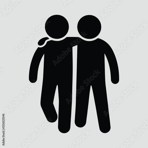 Silhouette friends arm in arm social connection togetherness Vector illustration
